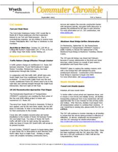A Monthly Electronic Newsletter from the Commuter Assistance Center (CAC)  September 2003 CAC Update Foot and Pedal News