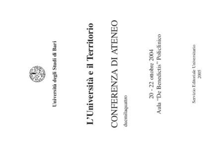 Servizio Editoriale Universitarioottobre 2004 Aula “De Benedictis” Policlinico