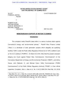 Case 3:16-cvCSH Document 20-1 FiledPage 1 of 59  IN THE UNITED STATES DISTRICT COURT FOR THE DISTRICT OF CONNECTICUT ALLCO FINANCE LIMITED,