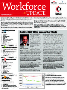 Workforce UPDATE SEPTEMBERUnemployment in Northwest Ohio decreased from 6.3 percent in March 2014 to 5.7 percent in
