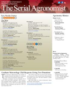 The Serial Agronomist Feeding & fueling information exchange for Agronomy November 17, 2014 Volume 7 Issue 45  Agronomy Blotter