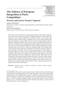 research-article2015 EEPXXX10.1177/0888325414567128East European Politics and SocietiesWhitefield and Rohrschneider / Salience of European Integration  The Salience of European
