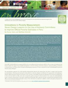 April 2010 Number 155 www.worldbank.org/enbreve A regular series of notes highlighting recent lessons emerging from the operational and analytical program of the World Bank‘s Latin America and Caribbean Region.