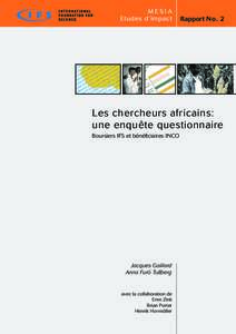 MESIA Etudes d’impact Rapport N o . 2  Les chercheurs africains: