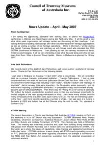Council of Tramway Museums of Australasia Inc. P.O. Box 61 Carlton South Vic[removed]www.cotma.org.au