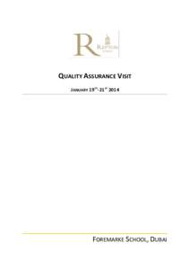 QUALITY ASSURANCE VISIT JANUARY 19TH-21ST 2014 FOREMARKE SCHOOL, DUBAI  Page