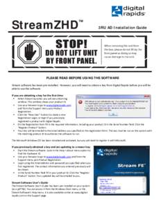 StreamZHD  TM 3RU AD Installation Guide