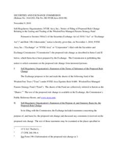 Notice of Filing of Proposed Rule Change Relating to the Listing and Trading of the WisdomTree Managed Futures Strategy Fund