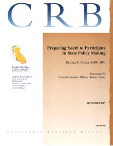 Preparing Youth to Participate In State Policy Making By Lisa K. Foster, MSW, MPA ISBN[removed]