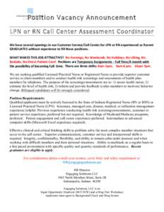 LPN RN Call Ctr Assessment Coord Ad REVISED