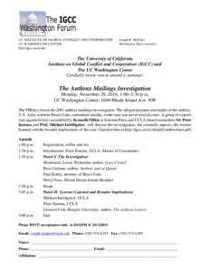 UC INSTITUTE ON GLOBAL CONFLICT AND COOPERATION UC WASHINGTON CENTER http://igcc.ucsd.edu Joseph R. McGhee Washington Representative