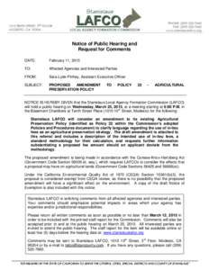 Notice of Public Hearing and Request for Comments DATE: February 11, 2015