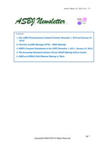 Issued March 20, 2014 (No[removed]Contents 1. New ASBJ Pronouncements (released between December 1, 2013 and January 31, [removed]Overview of ASBJ Meetings (277th – 280th Meeting)