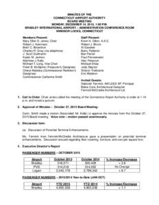 MINUTES OF THE CONNECTICUT AIRPORT AUTHORITY BOARD MEETING MONDAY, DECEMBER 14, 2015, 1:00 P.M. BRADLEY INTERNATIONAL AIRPORT – ADMINISTRATION CONFERENCE ROOM WINDSOR LOCKS, CONNECTICUT