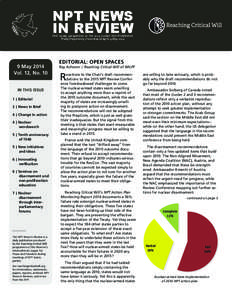 NPT NEWS IN REVIEW Civil society perspectives on the 2014 nuclear Non-Proliferation Treaty Preparatory Committee 28 April–9 May[removed]May 2014