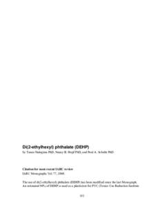 Dielectrics / Endocrine disruptors / Phthalates / Bis(2-ethylhexyl) phthalate / Polyvinyl chloride / Apheresis / 2-Ethylhexanoic acid / Plastic / 2-Ethylhexanol / Chemistry / Medicine / Plasticizers