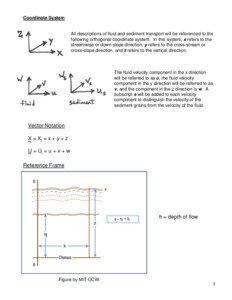 Coordinate System  All descriptions of fluid and sediment transport will be referenced to the