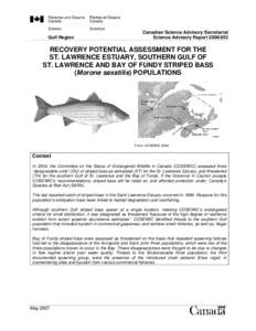 Gulf Region  Canadian Science Advisory Secretariat Science Advisory Report[removed]RECOVERY POTENTIAL ASSESSMENT FOR THE