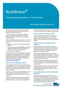 Environment / Carbon finance / Carbon offset / Native Vegetation Management Framework