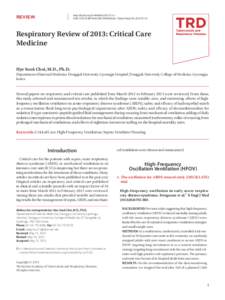 http://dx.doi.org[removed]trd[removed]ISSN: [removed]Print[removed]Online) • Tuberc Respir Dis 2013;75:1-8 REVIEW  Respiratory Review of 2013: Critical Care