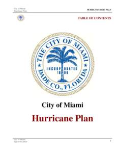 City of Miami Hurricane Plan HURRICANE BASIC PLAN  TABLE OF CONTENTS