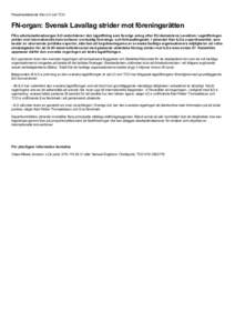 Pressmeddelande från LO och TCO  FN-organ: Svensk Lavallag strider mot föreningsrätten