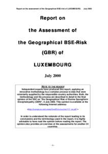 Report on the assessment of the Geographical BSE-risk of LUXEMBOURG  July 2000 Report on the Assessment of