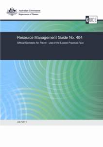 Resource Management Guide No[removed]Official Domestic Air Travel - Use of the Lowest Practical Fare