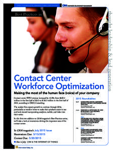 ONE COMPLETE MARKETING PROGRAM  Contact Center Workforce Optimization Making the most of the human face (voice) of your company Contact center WFO revenue increased by 12.8%, from $638.4