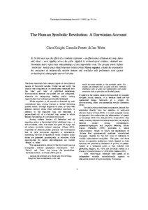Cambridge Archaeological Journal 5:[removed]), pp[removed]The Human Symbolic Revolution: A Darwinian Account