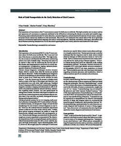 Indian J Stomatol 2014;5(1):7-11  Role of Gold Nanoparticles in the Early Detection of Oral Cancers 1