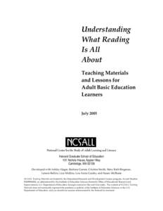 Understanding What Reading Is All About Teaching Materials and Lessons for