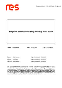 Document Reference: Issue: 02 - Approved  Simplified Solution to the Eddy-Viscosity Wake Model Author: