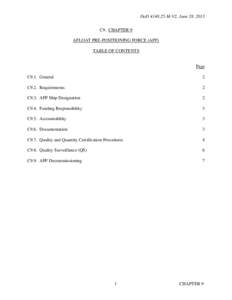 DoD[removed]M-V2, June 28, 2013 C9. CHAPTER 9 AFLOAT PRE-POSITIONING FORCE (APF) TABLE OF CONTENTS  Page