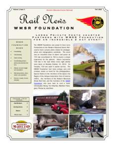 Volume 1, Issue 1  Western Maryland Scenic Railroad Fall 2013