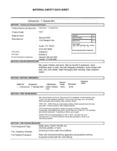 MATERIAL SAFETY DATA SHEET  Chloramine - T Hydrate 98% SECTION 1 . Product and Company Idenfication  Product Name and Synonym: