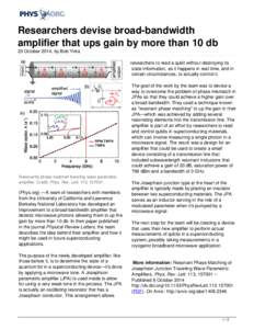 Amplifiers / Sensors / Signal processing / Josephson effect / Superconductivity / Bandwidth / Microwave / Electronic amplifier / Technology / Electronic engineering / Electromagnetism