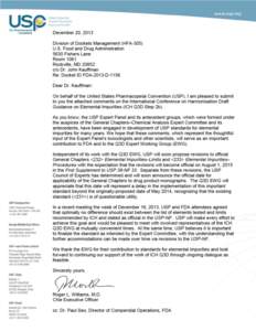 USP Comments on ICH Q3D Step 2b Document of July 26, 2013 Mercury On the basis of published assessments by the US Environmental Protection Agency and World Health Organization, USP maintains that a lower permitted daily
