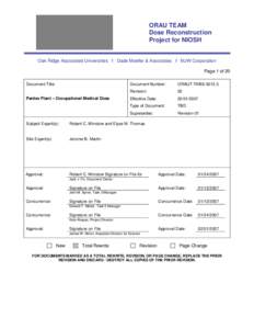 ORAU TEAM Dose Reconstruction Project for NIOSH Oak Ridge Associated Universities I Dade Moeller & Associates I MJW Corporation Page 1 of 20
