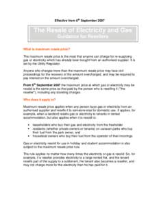 Effective from 6th September[removed]The Resale of Electricity and Gas