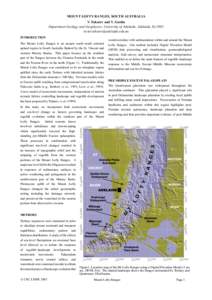 MOUNT LOFTY RANGES, SOUTH AUSTRALIA V. Tokarev and V. Gostin Department Geology and Geophysics, University of Adelaide, Adelaide, SAINTRODUCTION The Mount Lofty Ranges is an arcuate n