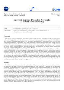 Routing algorithms / Routing / Multipath routing / IP forwarding / Telecommunications engineering / Equal-cost multi-path routing / Interior gateway protocol