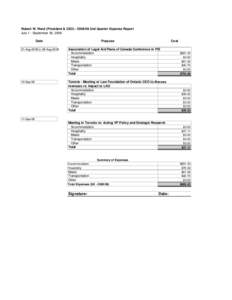 Robert W. Ward (President & CEO[removed]2nd Quarter Expense Report July 1 - September 30, 2008 Purpose Date 21-Aug-2008 to 28-Aug-2008