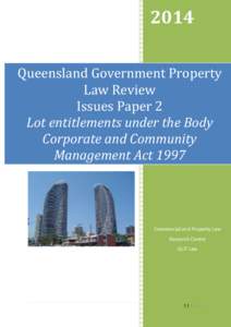 Issues Paper: Lot entitlements under the Body Corporate and Community Management Act 1997