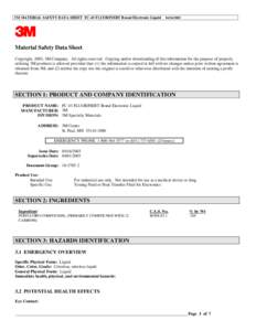 Industrial hygiene / Occupational safety and health / Environmental law / Medicine / Safety engineering / Fluorinert / Material safety data sheet / 3M / Right to know / Health / Safety / Health sciences