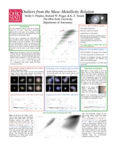 Outliers from the Mass–Metallicity Relation Molly S. Peeples, Richard W. Pogge, & K. Z. Stanek The Ohio State University Department of Astronomy Low-mass high-metallicity galaxies