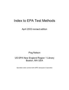 Index to EPA Test Methods 2003 Revised Edition