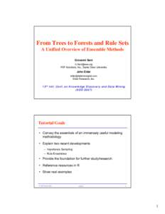 From Trees to Forests and Rule Sets A Unified Overview of Ensemble Methods Giovanni Seni [removed]  PDF Solutions, Inc., Santa Clara University