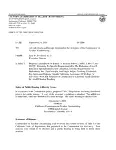 Education in the United States / Credential / California Commission on Teacher Credentialing / California Basic Educational Skills Test / Accreditation / California / Education / Pacific Oaks College / Dietitian / Education in California / Teaching / Teaching credential