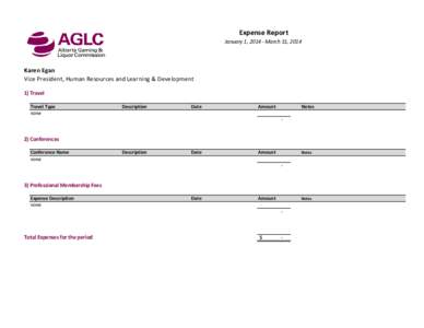 Expense Report January 1, [removed]March 31, 2014 Karen Egan Vice President, Human Resources and Learning & Development 1) Travel